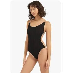 Nwt womens sz medium black Bluebella Tao clear strap opaque mesh bodysuit sexy